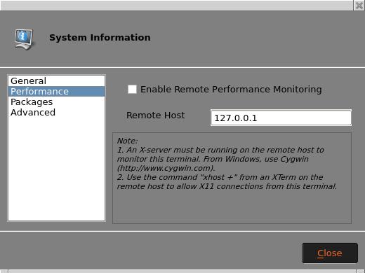 Performance The Performance section allows you to define a Remote Performance Monitoring server, if