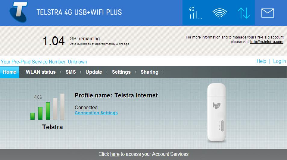 Getting the most from your Wi-Fi home page The status bar at the top of the page shows icons displaying signal strength,
