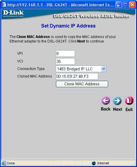 Using the Setup Wizard - For Dynamic IP Address connections: Select the specific Connection Type from the drop-down menu.