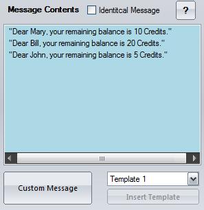 create custom messages The template text appears in the excel-sms