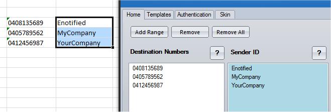 4.2 Sending One Message from Different Sender IDs The excel-sms application allows you to send a bulk message that appears to be sent from different senders.