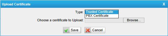Receive Server Port If you want to know more about Email to SMS, please refer to APPENDIX F 6.7.10 Certificates MyPBX can support TLS extension.