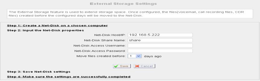Figure B-2 External storage Setting Net-Disk Host/IP: Change this to the IP address of the computer where backup files will be stored.