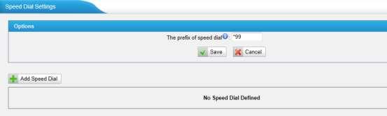 6.3.2 Speed Dial Settings Figure 6-32 1) Options The prefix of speed dial The prefix should be dialed before the speed dial number.
