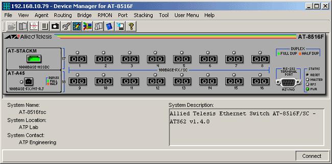 AT-8500 Series This section describes Device Manager menus and operations specific to the AT-8500 Series.