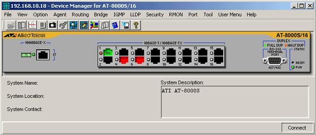 AT-8000S Series This section describes Device Manager menus and operations specific to the AT-8000S Series.