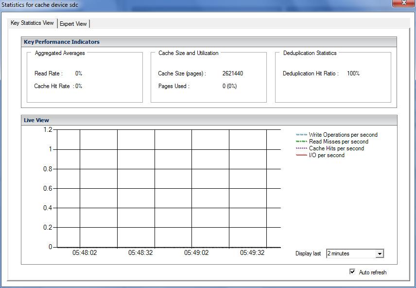 Managing VFCache Displaying statistics To display cache device or source device statistics, select the device and click Statistics.