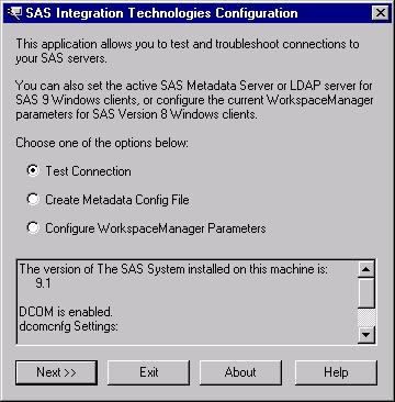 Using the SAS Integration Technologies Configuration Utility (ITConfig) The SAS Integration Technologies configuration utility (ITConfig) enables you to generate metadata configuration files and test