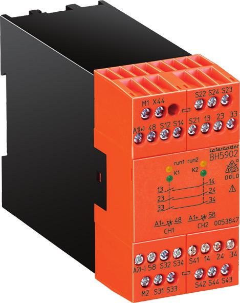 Safety Technique SAFEMASTER Light Curtain Controller With Selectable Operating Modes BH 5902/01MF2 0237093 Block Diagram A1+ A2 S12 S14 S21 S22 S24 S23 S44 S43 13 23 33 PTC monitoring logic 1