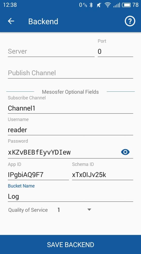 SETTING BACKEND WITH MESOSFER Username from mesosfer Subscribe channel from Mesosfer Password from Mesosfer App Id of Mesosfer Aplication Schema ID of Mesosfer Bucket The Mesosfer bucket name Quality