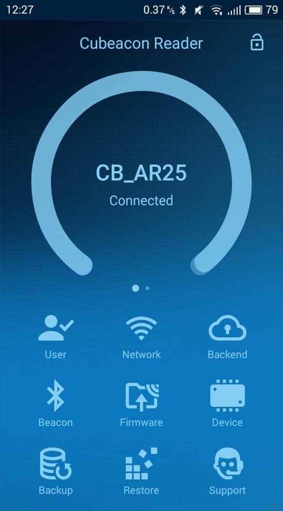 MAIN SCREEN APPLICATION Login User Wi Connected User Pro le Beacon