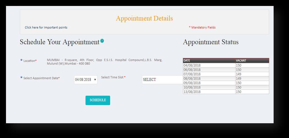 After successful appointment, Confirm to process your