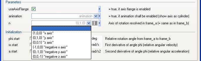 Alternatives of selectable display unit. and by clicking on that the selection can be made: Choices for n.