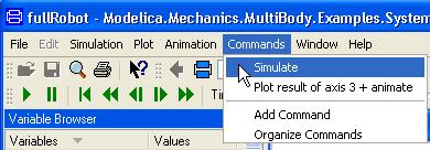 Simulating the demo (by running a script). the same as simulating the robot; it however gives the possibility doing so the needed menus are available in this mode.