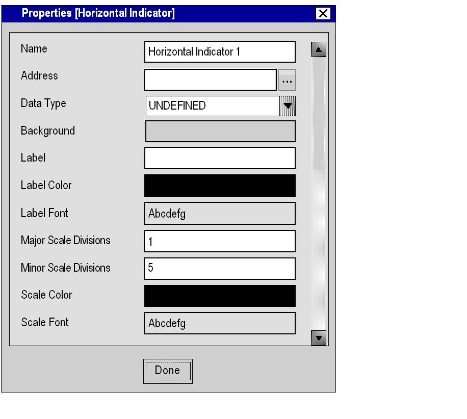 Monitoring Properties Sheet Overview The properties sheet is a floating (non-modal) dialog box which presents the configurable properties of the selected graphic object: The properties of a graphic