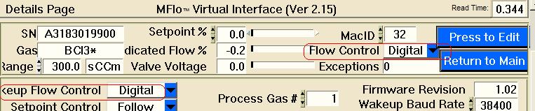 No gas Flow (Cont.) Alternate Software CAL204, Go to Final Configuration, Check Default Control Mode, it should be Digital.
