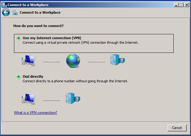 In the Connect to a Workplace dialog box, enter: Internet address: Enter the public IP address (found in Dashboard, under Security