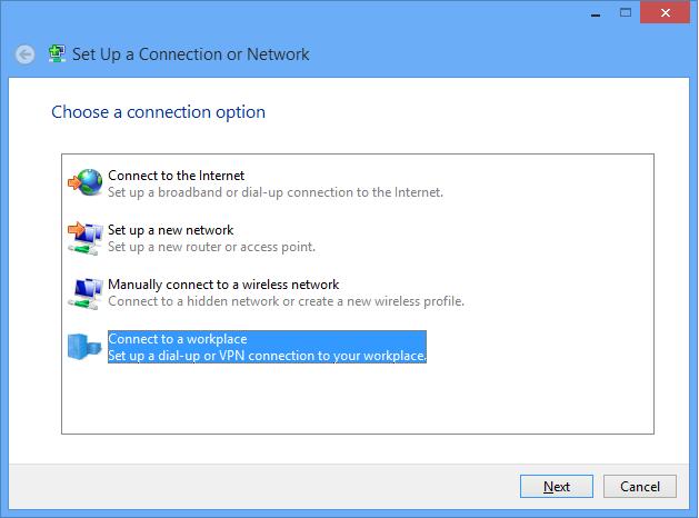 Choose Use my Internet connection (VPN), in