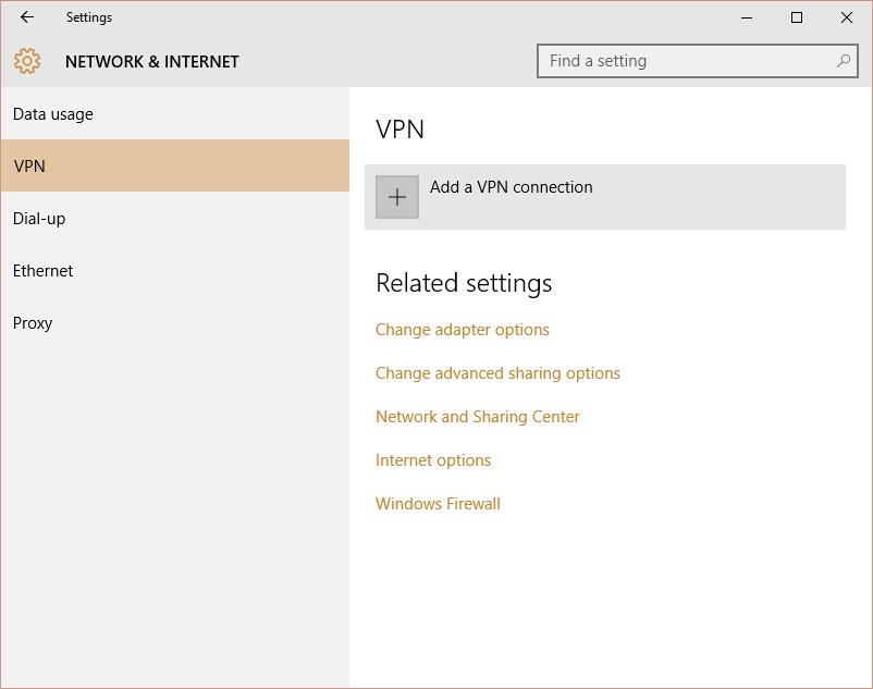 In the Add a VPN connection dialog: Set the VPN provider to Windows (built-in) Provide a Connection name for the VPN connection Specify a public IP address (found in Dashboard, under Security