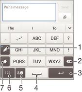 To enter text using the Gesture input function 1 When the on-screen keyboard is displayed, slide your finger from letter to letter to trace the word that you want to write.