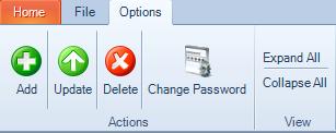 Use the Option toolbar to Add, Edit/Update, Delete and Change the Password for Client Portal Users. Add a new Client Portal User. o Select the Add button.