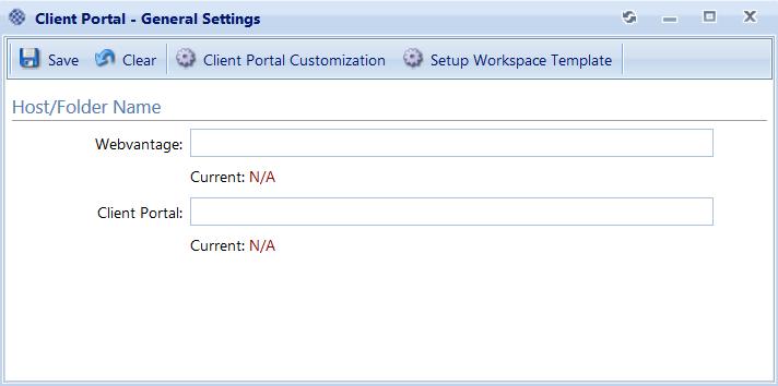 Client Portal General Settings (Located in Webvantage/Security) Webvantage Client Portal Settings contains options that you must define prior to giving access to your clients.