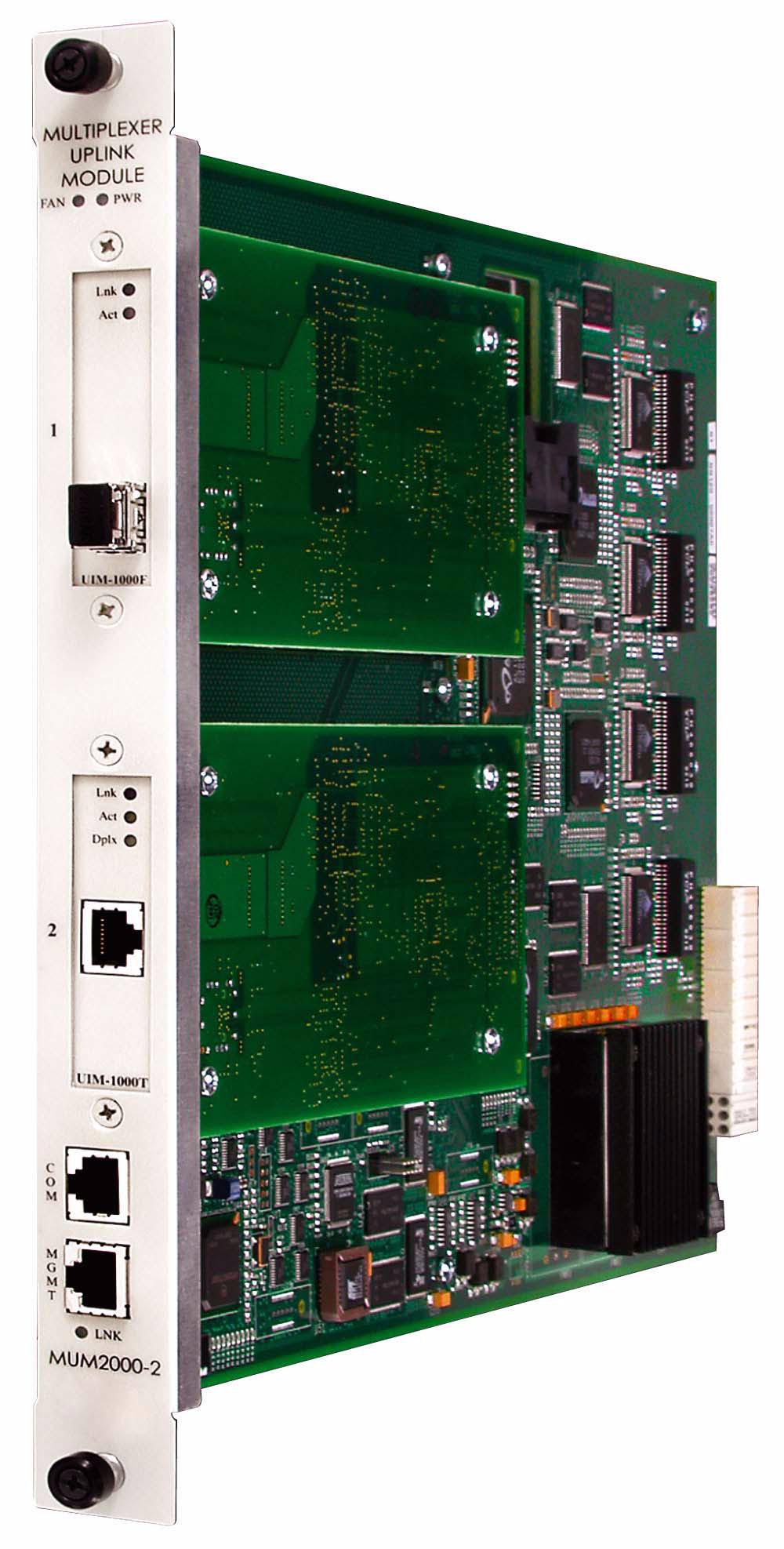 Installing an Uplink Interface Module On the MUM2000-2 A Uplink Interface Module (UIM) provides the upstream network connection for the BAC. Neither a BAC nor a MUM2000-2 can function without a UIM.