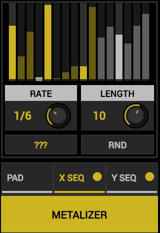 Sequences Clicking the X SEQ or Y SEQ buttons below an effect slot will bring the corresponding sequence into focus in place of the XY pad.