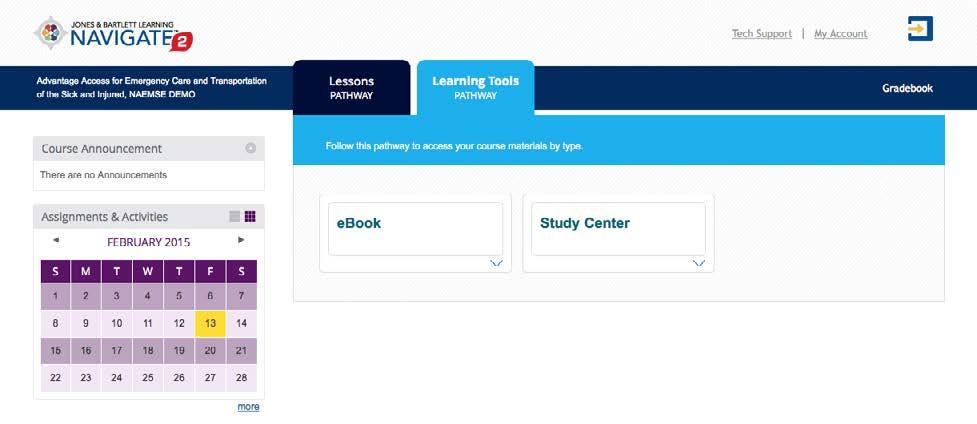 What is the Learning Tools PATHWAY? When you sign in to a course, Navigate displays two main tabs.