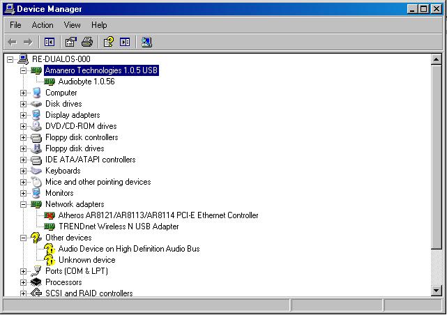 Select Audiobyte Kernel Streaming as output device in your music player or Windows(Control Panel->Sounds and Audio Devices->Audio->Sound playback).