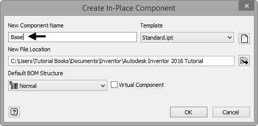 You use top-down assembly approach to create this model. 3. In the Create In-Place Component dialog, set the New File Location to the current project folder. 4.