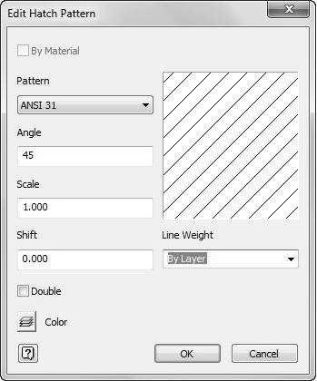 Double-click on the hatch pattern of the section view; the Edit Hatch Pattern dialog appears. 2.