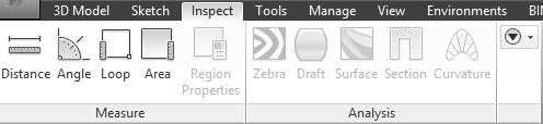 Getting Started with Inventor 2016 The View ribbon tab This ribbon tab contains the tools to modify the display of the model and user interface.