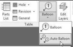 To create balloons, click Annotate > Table > Balloon > Auto Balloon on