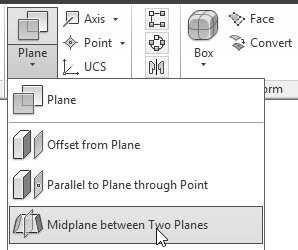 To create a mid plane, click 3D Model > Work Features > Plane > Midplane between