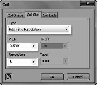 Additional Modeling Tools 6. Click the Coil Size tab on the dialog. 7.