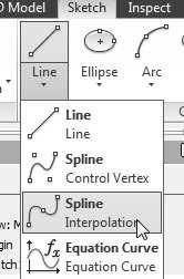 Click Sketch > Create > Line> Spline Interpolation on the ribbon. 4.