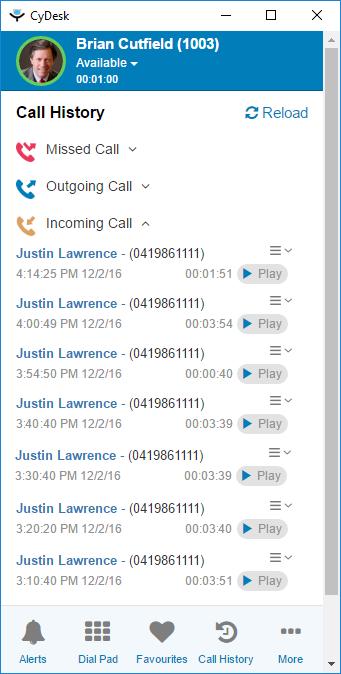 duration of the call - Actions - allows the agent to make call, send SMS, or add to favourite group, etc.