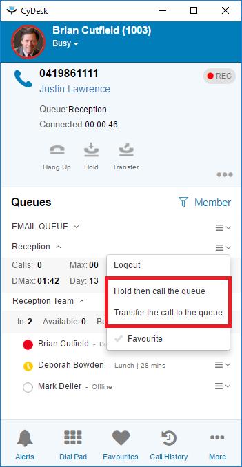 Queue Actions Agent can perform following actions on Queue: Login / Logout of Queue: - Agent will not receive a call from this queue if logged out.
