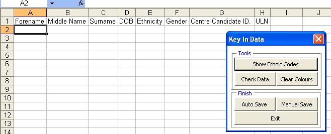 Once you ve selected Key in Method the excel spreadsheet will populate the first row with a header row. You can now start to add your candidate details in the same columns as the header row.