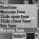 Press < (Select) Key tone The Key tone is the sound you hear when you press a key.