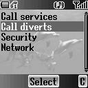 Call diverts You can divert calls by setting the condition according to the type of calls. From Phone settings menu 1. 4 move to Call diverts 3.