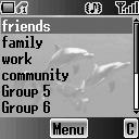 Groups You can categorise the phone Contacts entries into 10 groups. You can name, select a particular ringtone and insert a photo as an icon for each group to identify incoming calls.