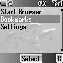 Managing Bookmarks in Browser While viewing Bookmarks 1. 4 move to the required bookmark 2. Press A (Menu) 3. 4 move to the required function 4.