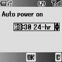 Format From Clock menu 1. 4 move to Format 3. 4 move to the required format Auto power on You can set Auto power on and automatically switch on the phone at the set time.