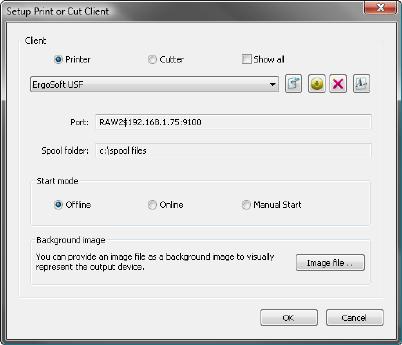 Print and Cut Clients Introduction When you do not print or cut directly to the port the Print Client resp. Cut Client is used to capture the ripped data for easier control of the printer or cutter.