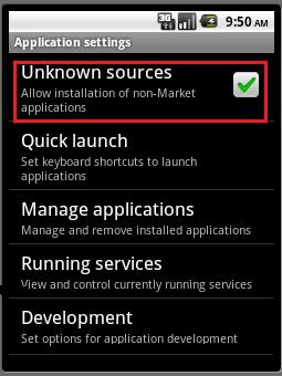 1. Settings and Installation Note: The steps and screen shots described in this document are for Android 2.2 Operating System.