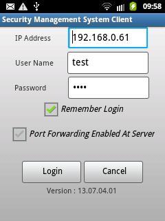 3. Login This is the first screen which you will after running the SmartPhone client. Please type the IP address used by the server software.