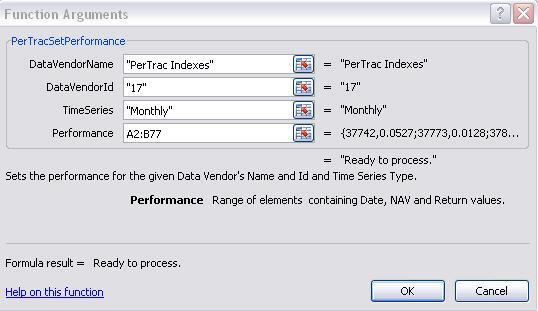 PerTracSetPerformance: Requires DataVendorName, DataVendorId, TimeSeries, and Performance
