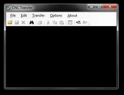 Rank Brothers Ltd 2.2 Usage When CNC Transfer is loaded a black editor window will be displayed. Along the top of the window is the title bar, this shows the name of the currently opened program.